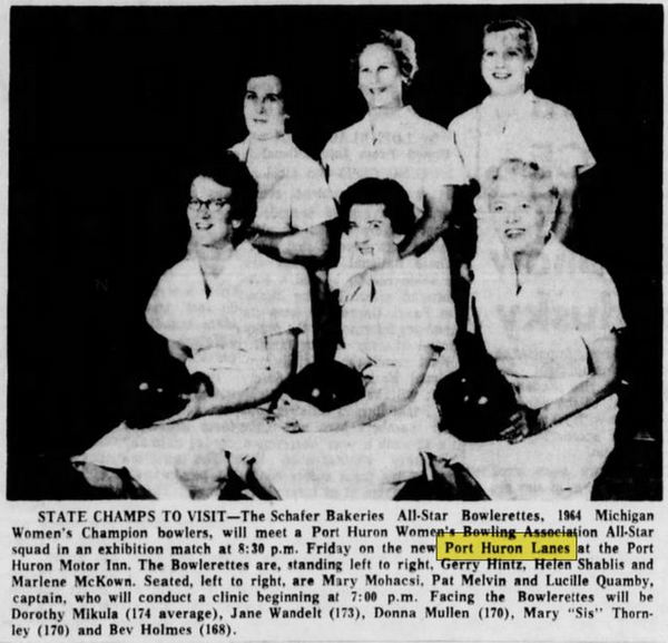 Port Huron Lanes - June 1964 Article